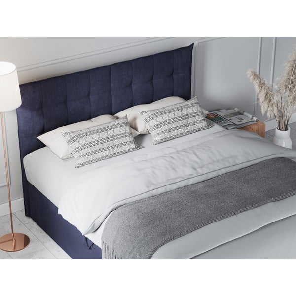 Ciemnoniebieske łóżko boxspring ze schowkiem 200x200 cm Echaveria – Mazzini Beds-image-1