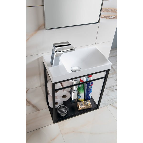 Czarny metalowy wiszący stelaż bez umywalki 39,5x45 cm Crest – Sapho-image-2