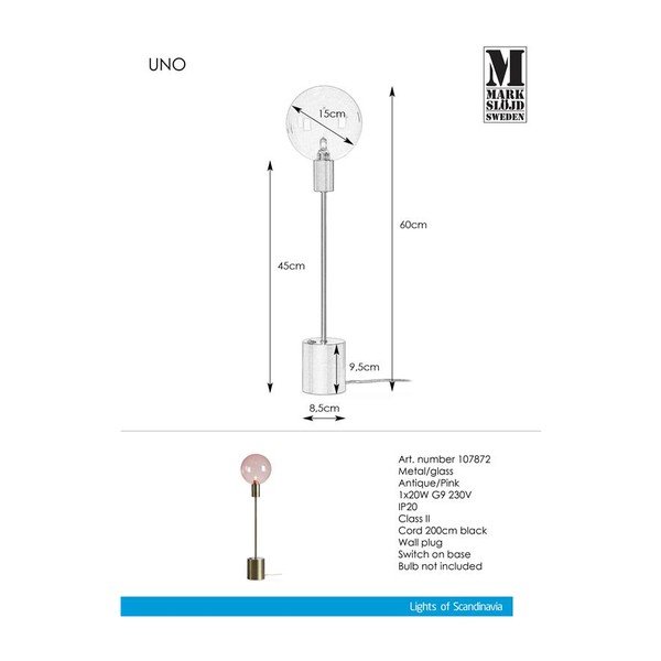 Różowa lampa stołowa Markslöjd Uno-image-2