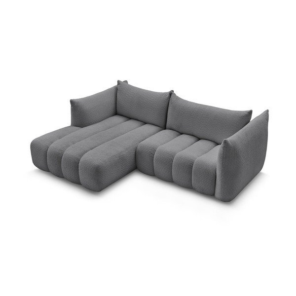 Szary narożnik z materiału bouclé (lewostronny/z szezlongiem) Azra – Bobochic Paris-image-3