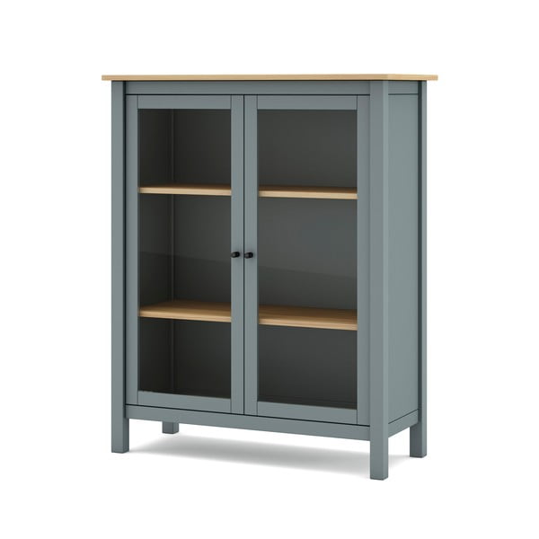 Szarozielona witryna z litego drewna sosnowego 90x110x40 cm Misti – Marckeric-image-4