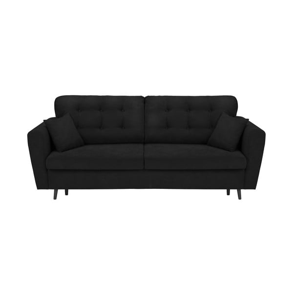 Czarna 3-osobowa sofa rozkładana ze schowkiem Cosmopolitan Design Lyon
