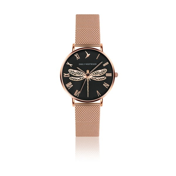 Zegarek damski z paskiem ze stali nierdzewnej w kolorze różowego złota Emily Westwood Fly