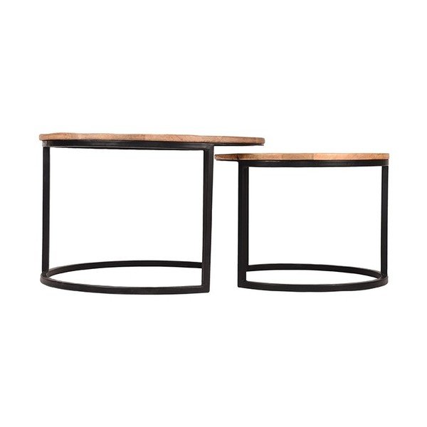Zestaw 2 stolików z drewna mango LABEL51 Coffee, ⌀ 50 cm a ⌀ 70 cm-image-2