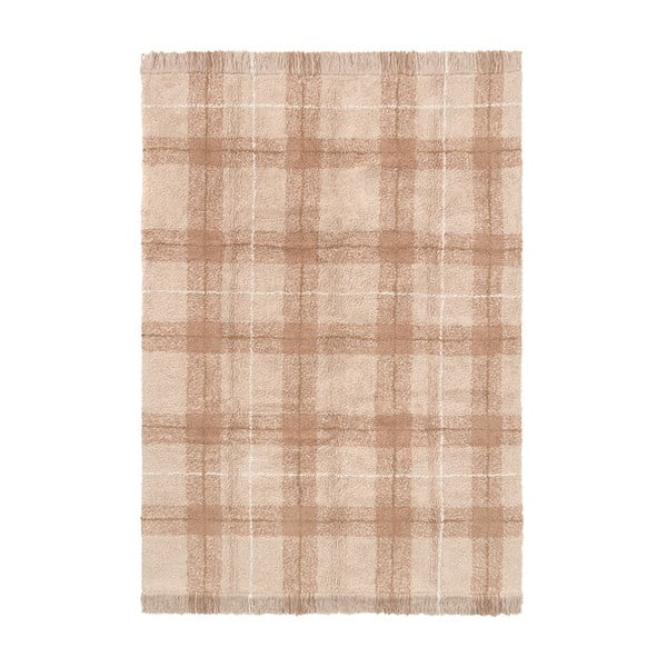 Jasnoróżowy bawełniany dywan odpowiedni do prania/tkany ręcznie 140x190 cm Tartan Rose – Lorena Canals