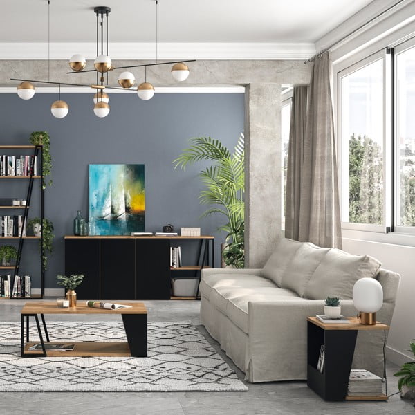 Stolik z blatem w dekorze drewna orzechowego 40x40 cm Albi – TemaHome-image-3