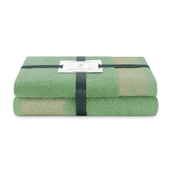 Jasnozielone bawełniane ręczniki zestaw 2 szt. frotte Allium – Restilo
