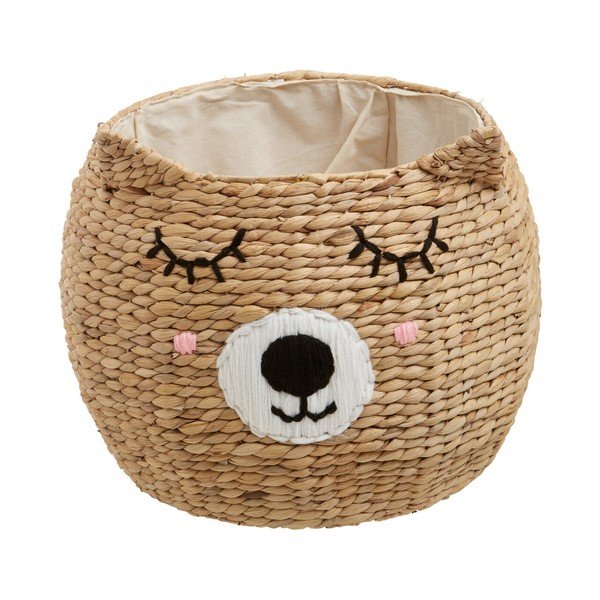 Dziecięcy kosz na zabawki z hiacyntu wodnego w naturalnym kolorze ø 49x40 cm Lidi Cat Face – Premier Housewares