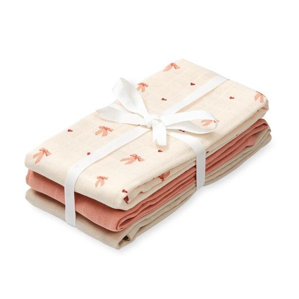Różowe/beżowe pieluszki 3 szt. muślinowe 70x70 cm Bows – Cam Cam Copenhagen