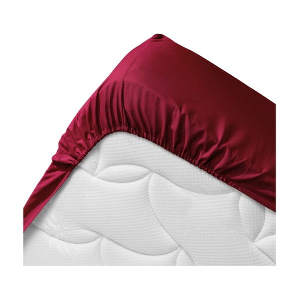 Czerwone prześcieradło z bawełny organicznej z gumką 160x200 cm Biolina – douceur d'intérieur-image-3