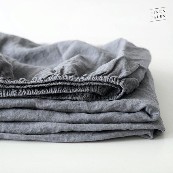 Szare lniane prześcieradło 200x200 cm – Linen Tales
