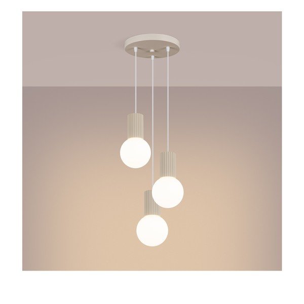 Beżowa metalowa lampa wisząca ze szklanym kloszem ø 25 cm Orbital – Sollux-image-4