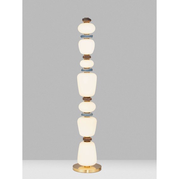 Biała/w kolorze złota metalowa lampa stojąca LED ze ściemniaczem z porcelanowym kloszem/ze szklanym kloszem (wysokość 130,5 cm) Palo – Nova Luce-image-1