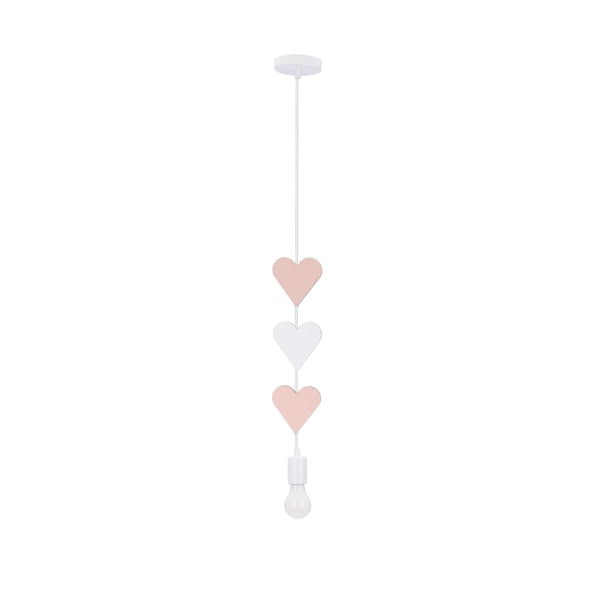 Biało-różowa lampa dziecięca z metalowym kloszem Hearts – Candellux Lighting