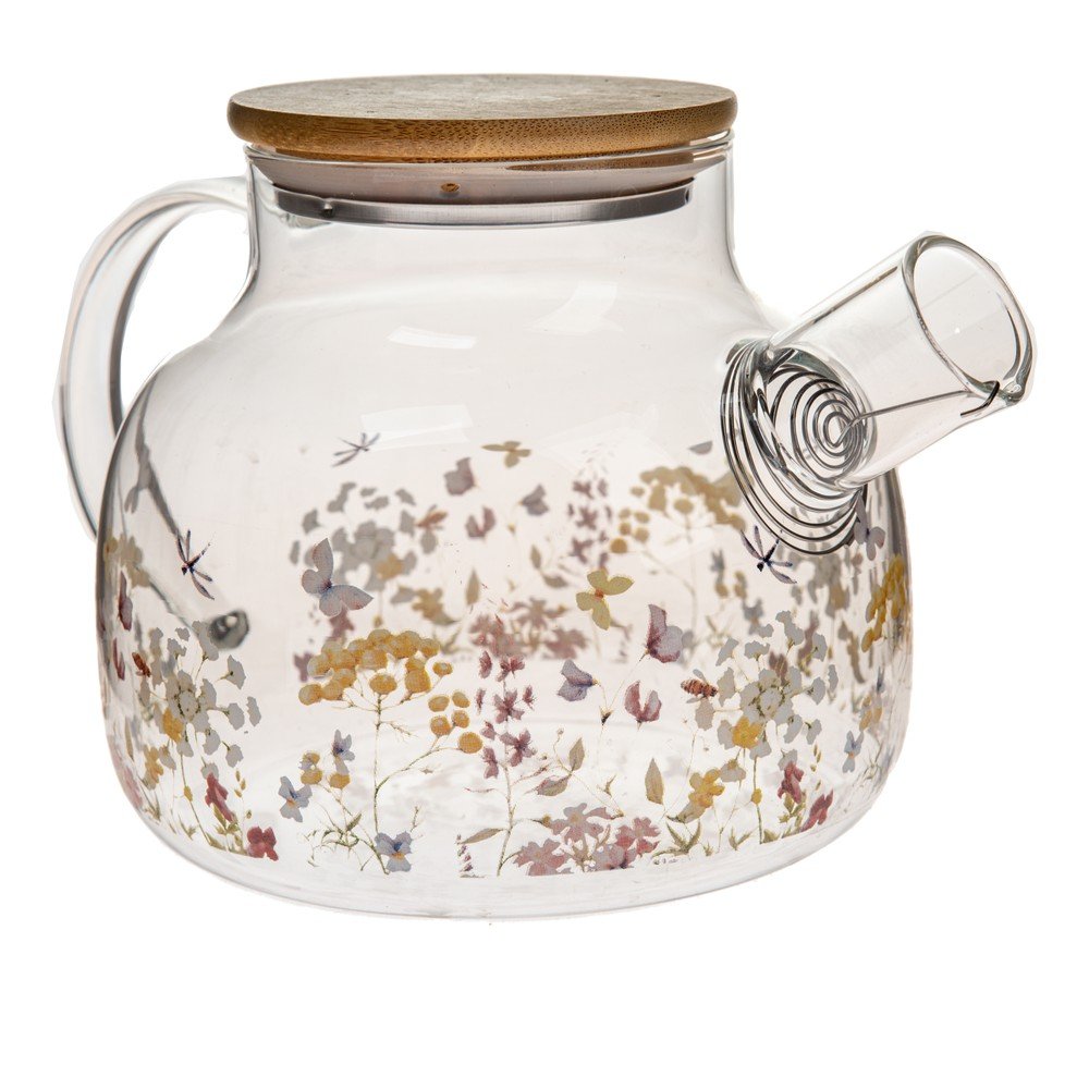 Szklany dzbanek do herbaty 1 l Flowers – Dakls