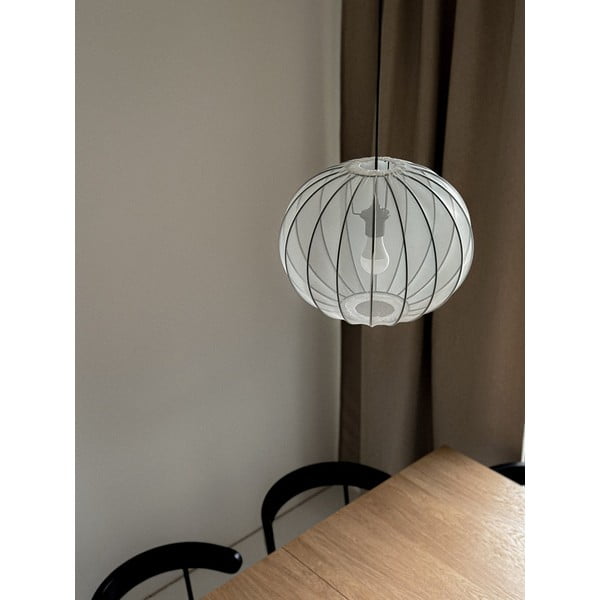 Biała lampa wisząca z tekstylnym kloszem ø 52 cm Mellow – Candellux Lighting-image-1
