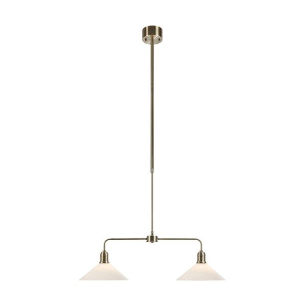 Biało-mosiężna metalowa lampa wisząca ze szklanym kloszem Vela – Markslöjd
