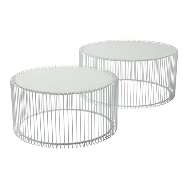 Zestaw 2 białych stolików Kare Design Wire Big