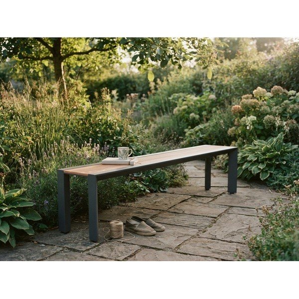 Ciemnoszaro-brązowa metalowa ławka ogrodowa Silea – Garden Pleasure-image-3