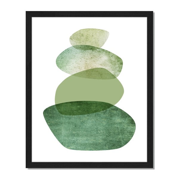 Obraz w ramie Liv Corday Scandi Green Stones, 40x50 cm