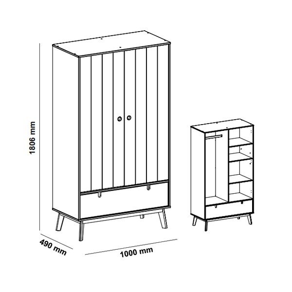 Szara szafa dziecięca z nogami z drewna sosnowego Marckeric Kiara-image-4