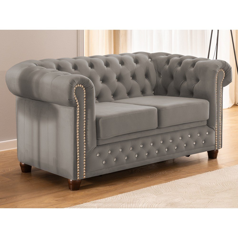 Szara aksamitna rozkładana sofa 148 cm York Blik – Ropez (zdjęcie 5)
