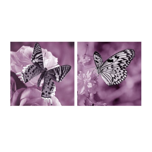 Zestaw obrazów na szkle Motyle, 30x30 cm, 2 szt