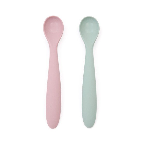 Różowo-turkusowe plastikowo-silikonowe łyżeczki dla dzieci zestaw 2 szt. Lili – Kave Home