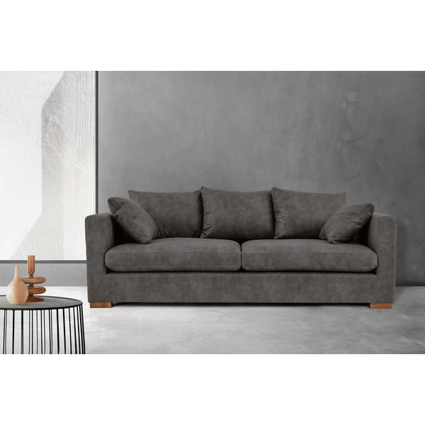 Antracytowa sofa z imitacji skóry 225 cm Hamburg – Scandic-image-4