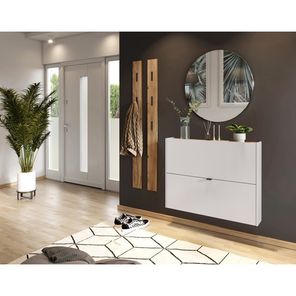 Kremowa uchylna/wisząca szafka na buty w dekorze dębu 100x83x18 cm Ameca – Germania-image-1
