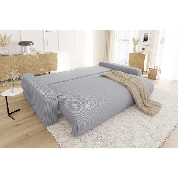 Jasnoszara sztruksowa rozkładana sofa ze schowkiem 234 cm Sara – Ropez-image-3