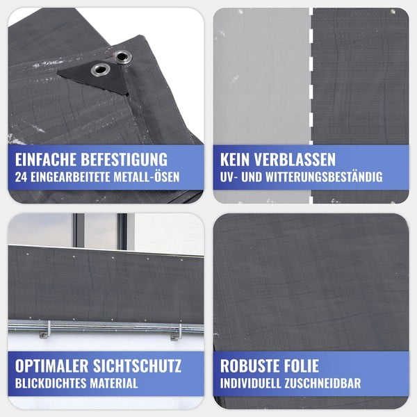 Czarna plastikowa osłona balkonowa 500x85 cm – Maximex-image-4