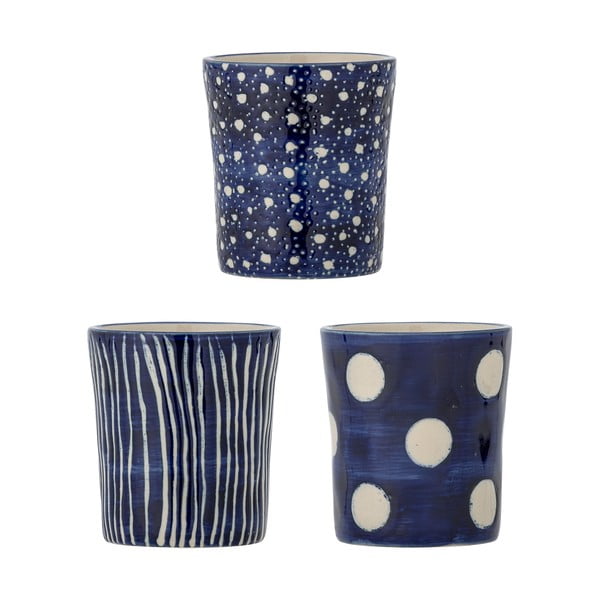Ciemnoniebieskie kamionkowe filiżanki na espresso zestaw 3 szt. 190 ml Minoa – Bloomingville