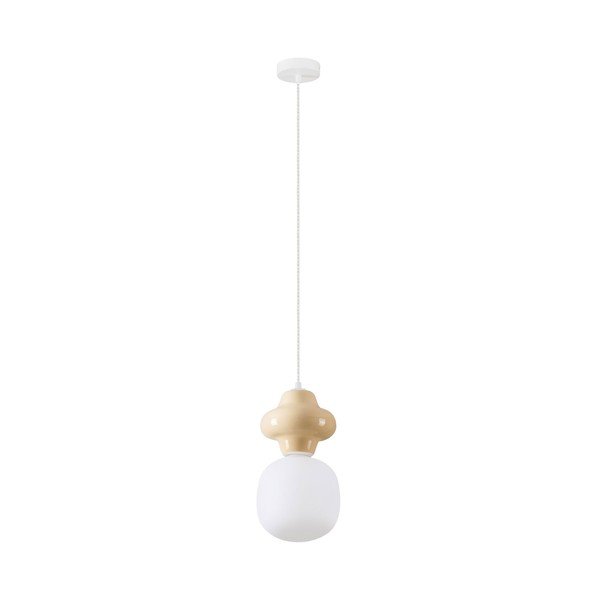 Biała/kremowa lampa wisząca ceramiczna ze szklanym kloszem ø 18 cm Clio – Nova Luce