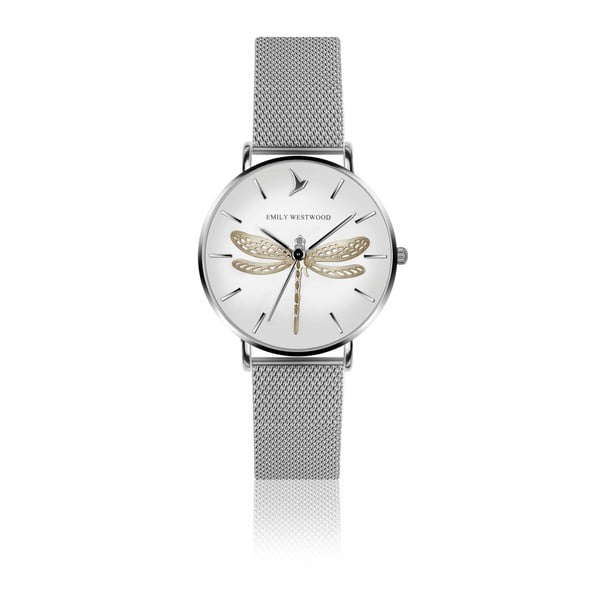 Zegarek damski z paskiem ze stali nierdzewnej w srebrnym kolorze Emily Westwood Dragonfly