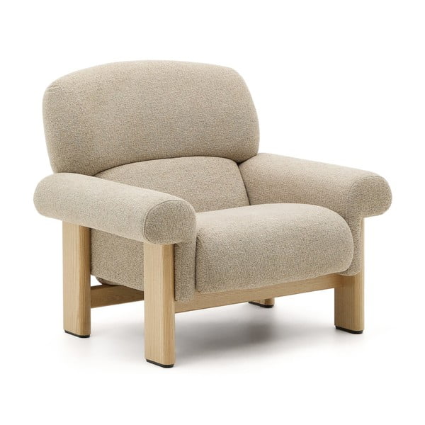 Beżowy fotel z tkaniny szenilowej Nema – Kave Home