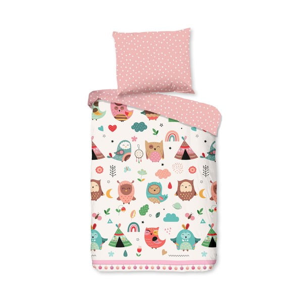 Różowa bawełniana pościel dziecięca do łóżeczka 100x135 cm Wise – Good Morning