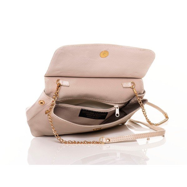 Skórzana torebka Federica Bassi Envelope Beige-image-1