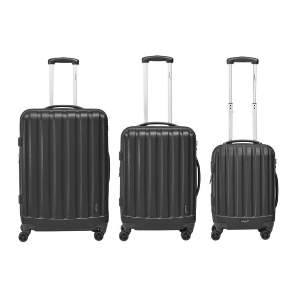Zestaw 3 czarnych walizek na kółkach Packenger Koffer