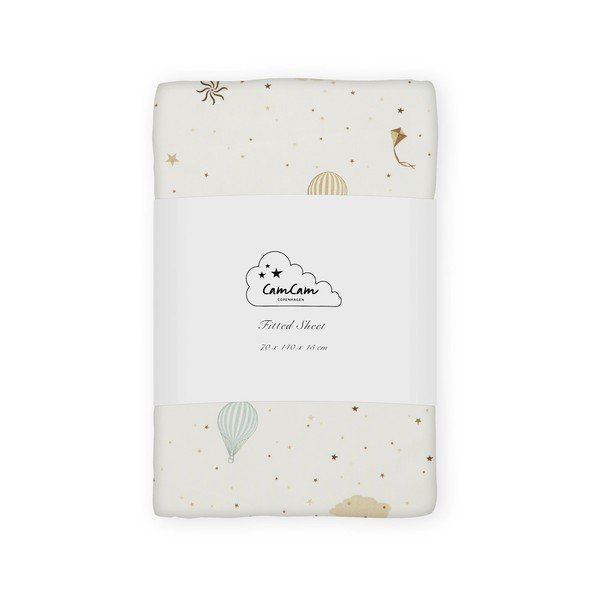 Prześcieradło dziecięce do łóżeczka z bawełny organicznej z gumką w kolorze kości słoniowej 70x140 cm Dreamland – Cam Cam Copenhagen