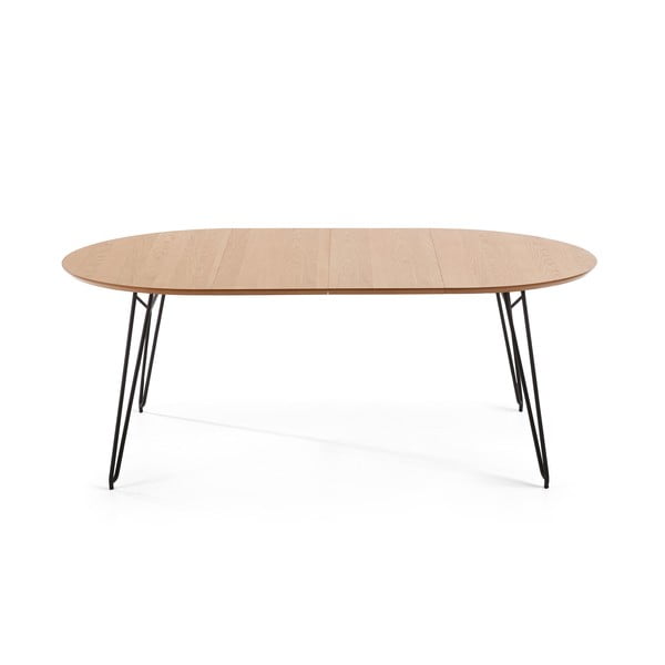 Rozkładany stół do jadalni z blatem w dekorze drewna dębowego Kave Home Novaks, ø 120 cm-image-4