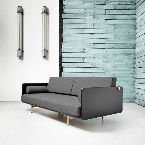 Sofa rozkładana Karup Deva Black/Raw Oak/Granite Grey-image-2