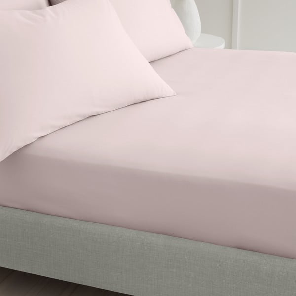Różowe prześcieradło z perkalu bawełnianego z gumką 90x190 cm Cotton Percale – Bianca-image-1