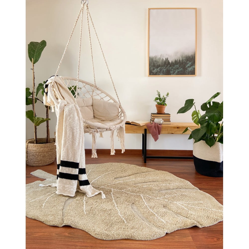 Bawełniany dywan dziecięcy w kolorze khaki tkany ręcznie odpowiedni do prania 120x180 cm Monstera Olive – Lorena Canals (zdjęcie 8)