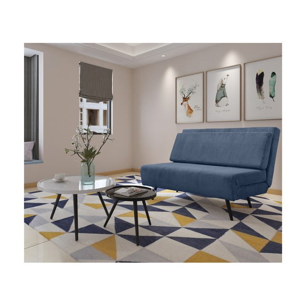 Niebieska sztruksowa rozkładana sofa 140 cm Mallory – Støraa-image-3