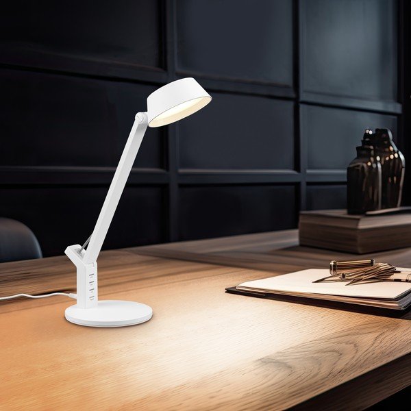 Lampa stołowa LED ze ściemniaczem w matowym białym kolorze (wysokość 40 cm) Ava – Trio-image-4