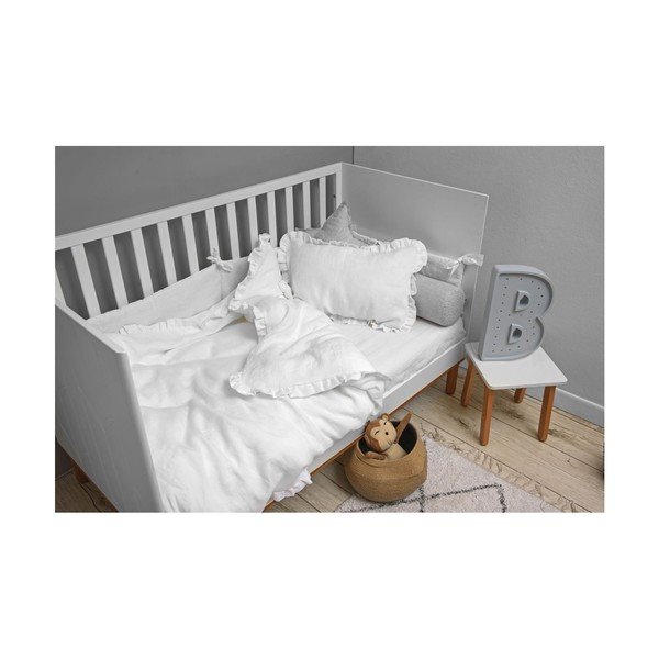 Białe lniane prześcieradło dziecięce BELLAMY Snow White, 90x200 cm-image-1