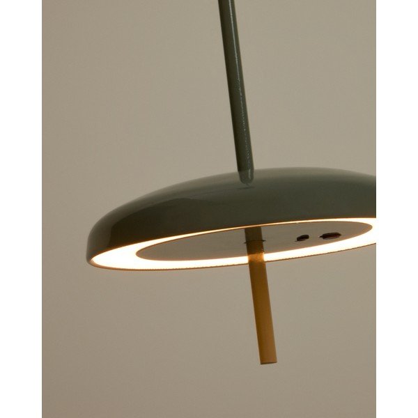 Jasnozielona lampa sufitowa LED ze ściemniaczem z metalowym kloszem ø 16 cm Porte – Kave Home-image-1