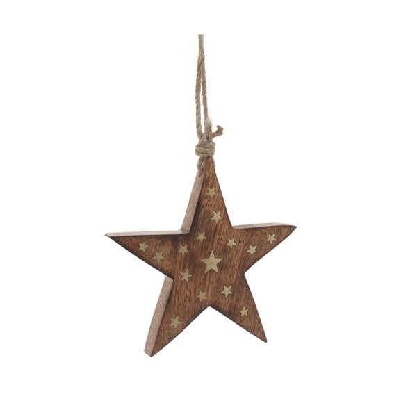 Świąteczna drewniana dekoracja wisząca w kształcie gwiazdy InArt Stefano