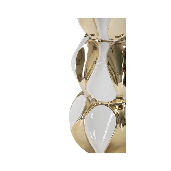 Ceramiczna lampa stołowa w biało-złotym kolorze z tekstylnym kloszem (wysokość 46 cm) Glam Balls – Mauro Ferretti-image-2